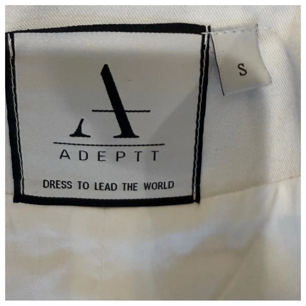Adeptt white blazer with black tulle draping